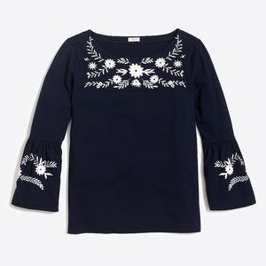 NWOT J.Crew Factory Embroidered Bell-Sleeve Tee